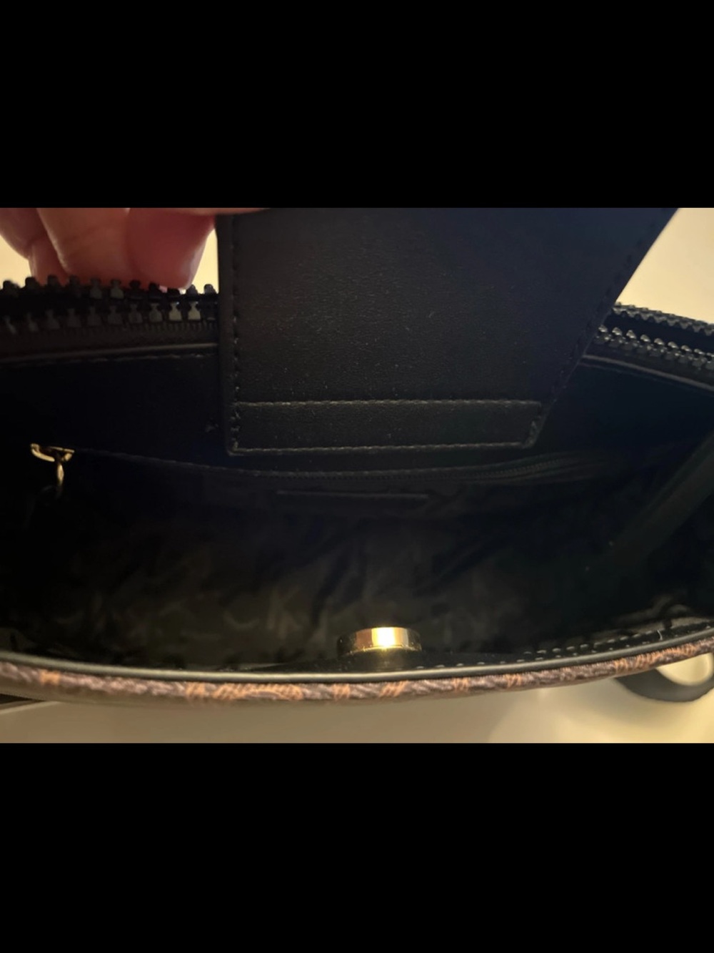 Calvin Klein Monogram Brown Crossbody with Adjustable Black Strap - Picture 3 of 6